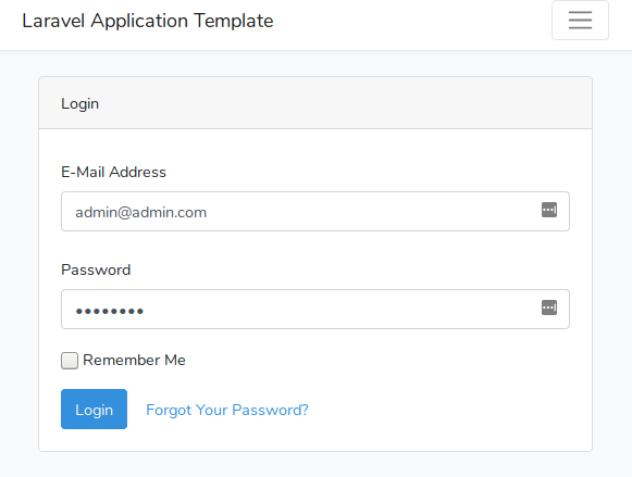 Laravel login form page