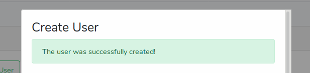 User manager create new user modal success