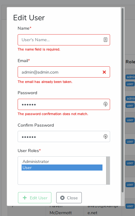 User manager part three edit user modal validation